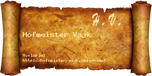 Hofmeister Vajk névjegykártya